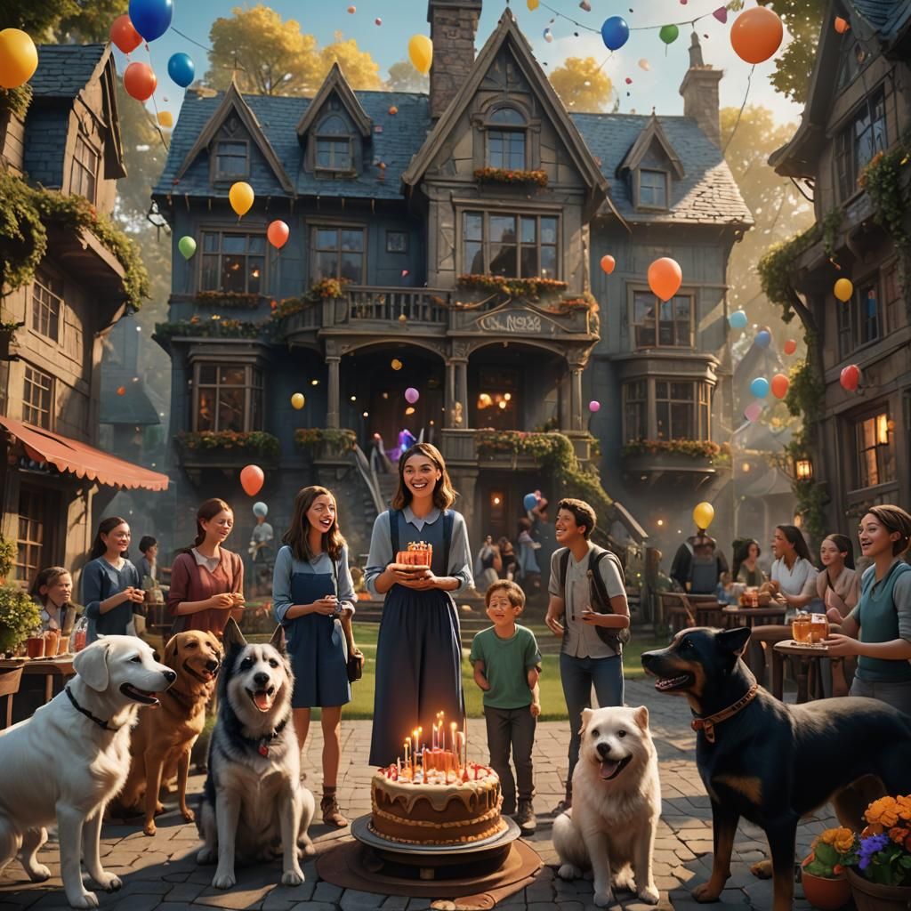 Birthday Celebration with Friends and Dogs