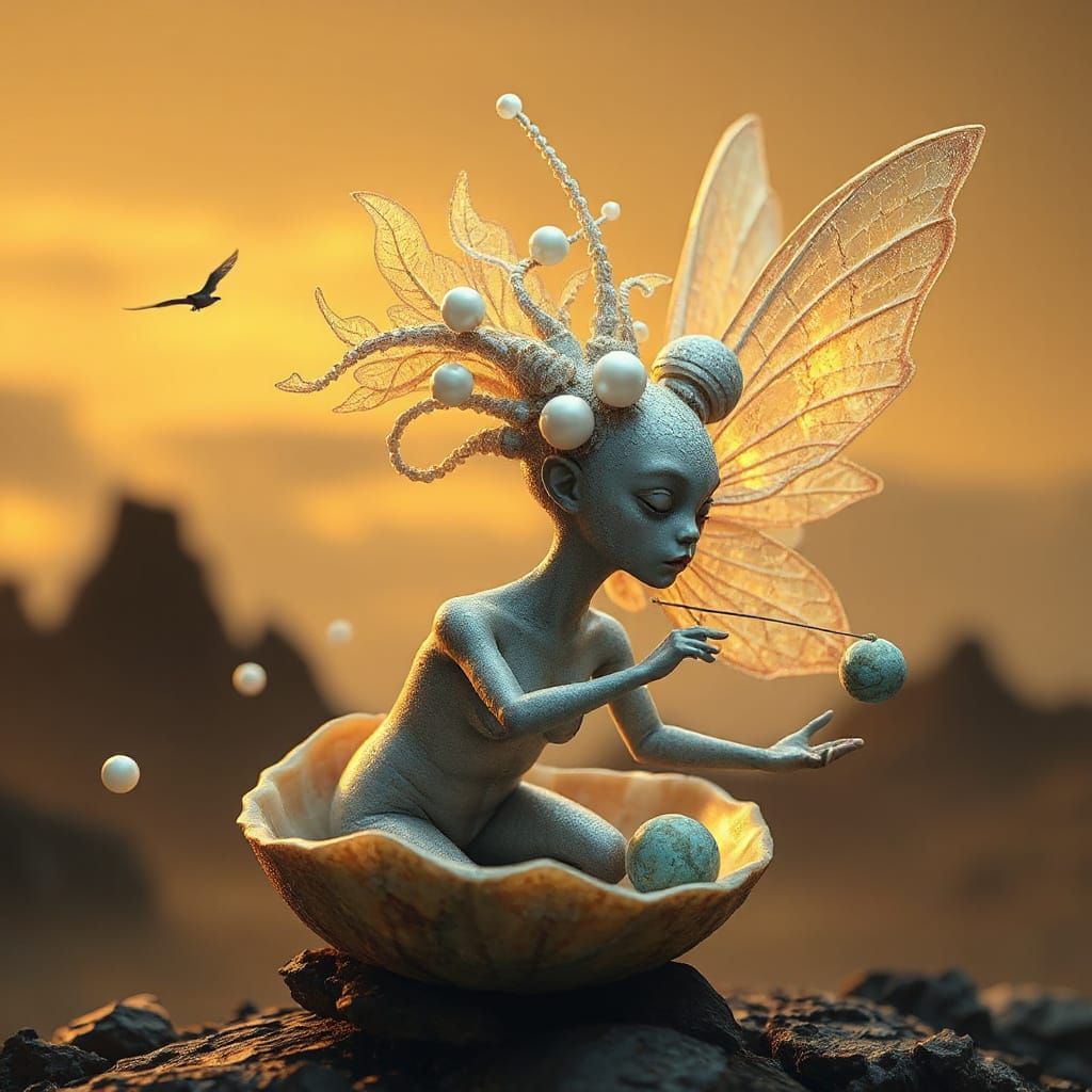 Golden Fairy with Fractal Pearl Hairstyle