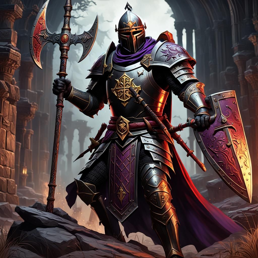 Epic Templar Knight with Halberd Ax