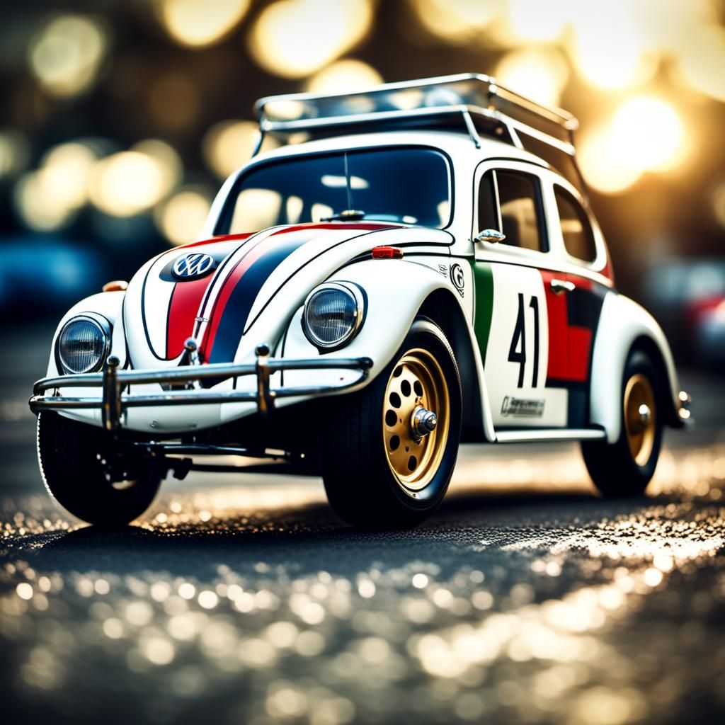 Hyperrealistic Photo of a Classic VW Beetle Racecar