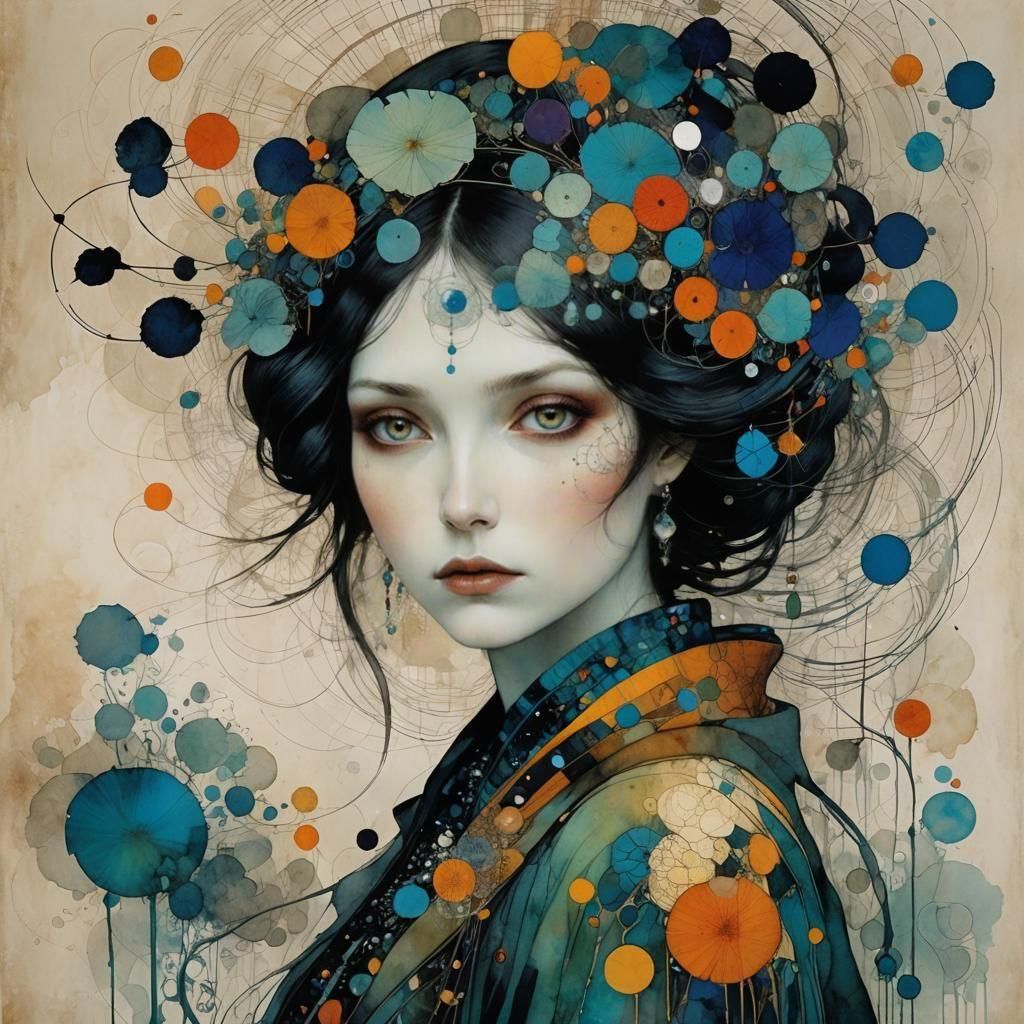 Mystical Woman in Abstract Art Style