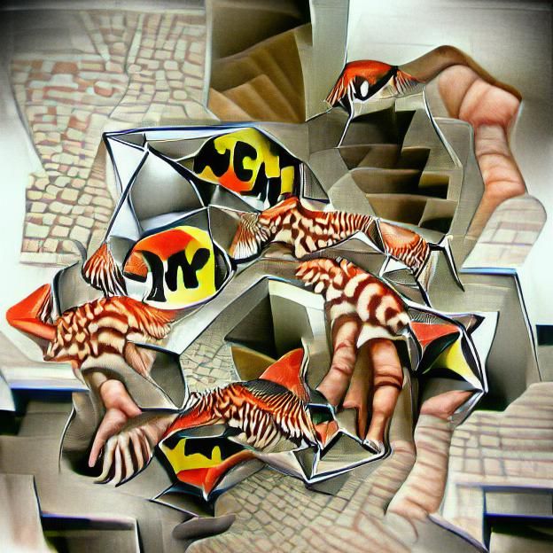Escher Metamorphosis in Pop Art Style