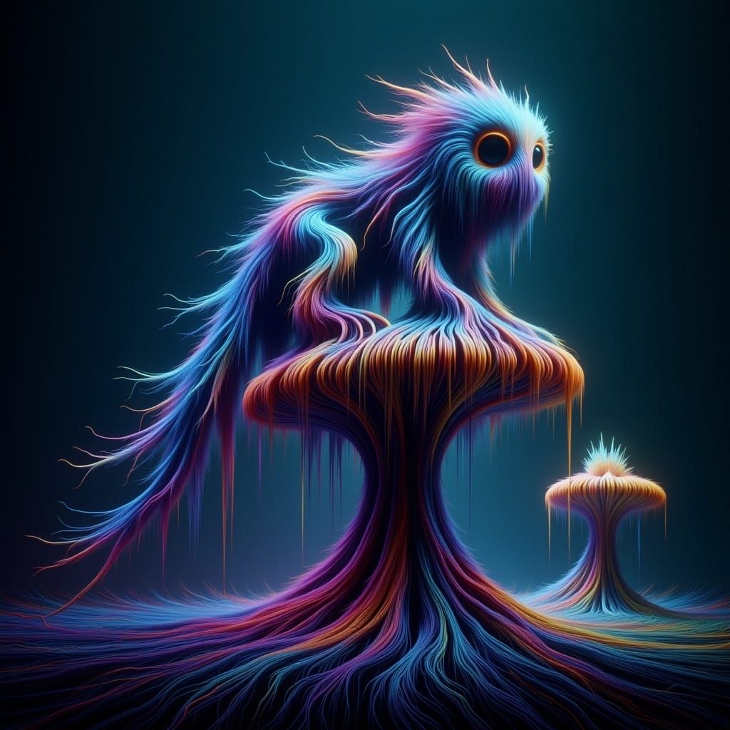 Dragon on Bioluminescent Mushroom