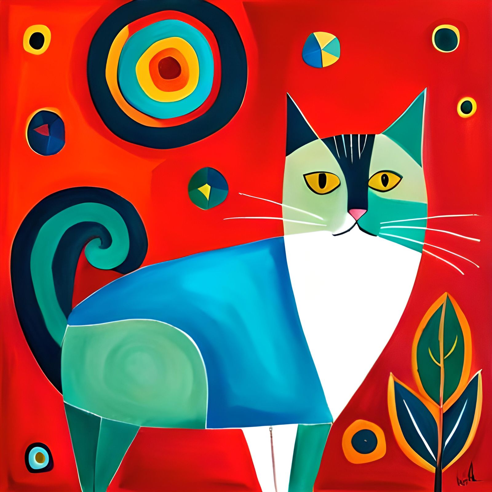 Surrealist Cat Portrait in Fauvist Style