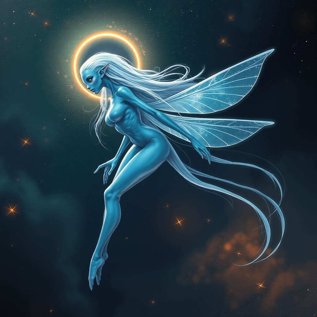 Iridescent Alien in Space, Futuristic Concept Art
