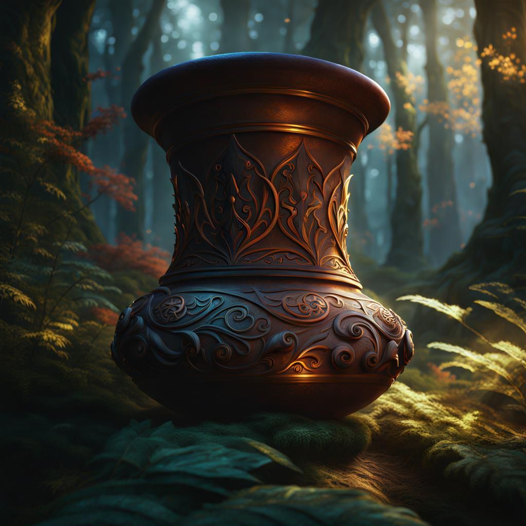 Detailed Elven Pottery in Ethereal Light