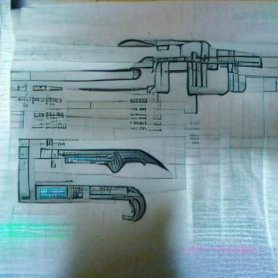 Cyberpunk Weapon: Detailed Technical Illustration