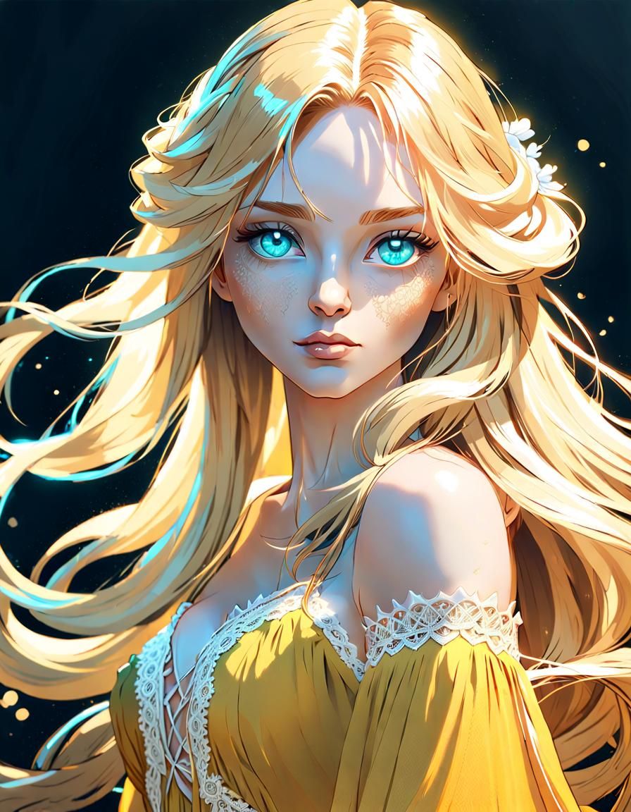 Beautiful Girl Portrait in Hyperdetailed Digital Art Style