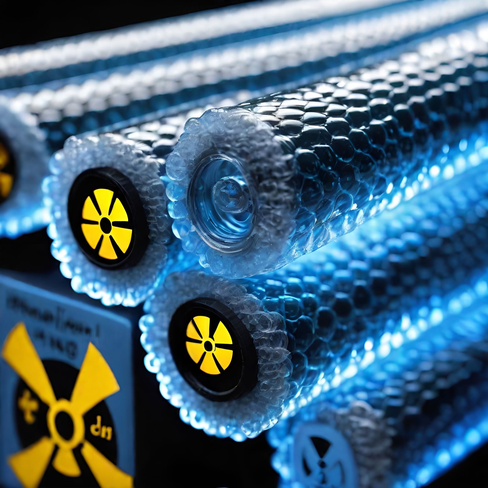 Glowing Nuclear Fuel Rod Encased in Bubble Wrap