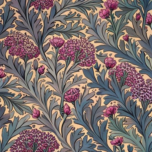 Purple Flowers in William Morris Style