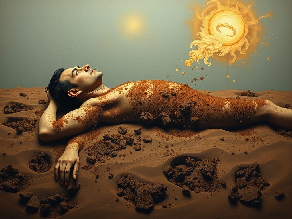 Surreal Creation of Adam as Oil Painting