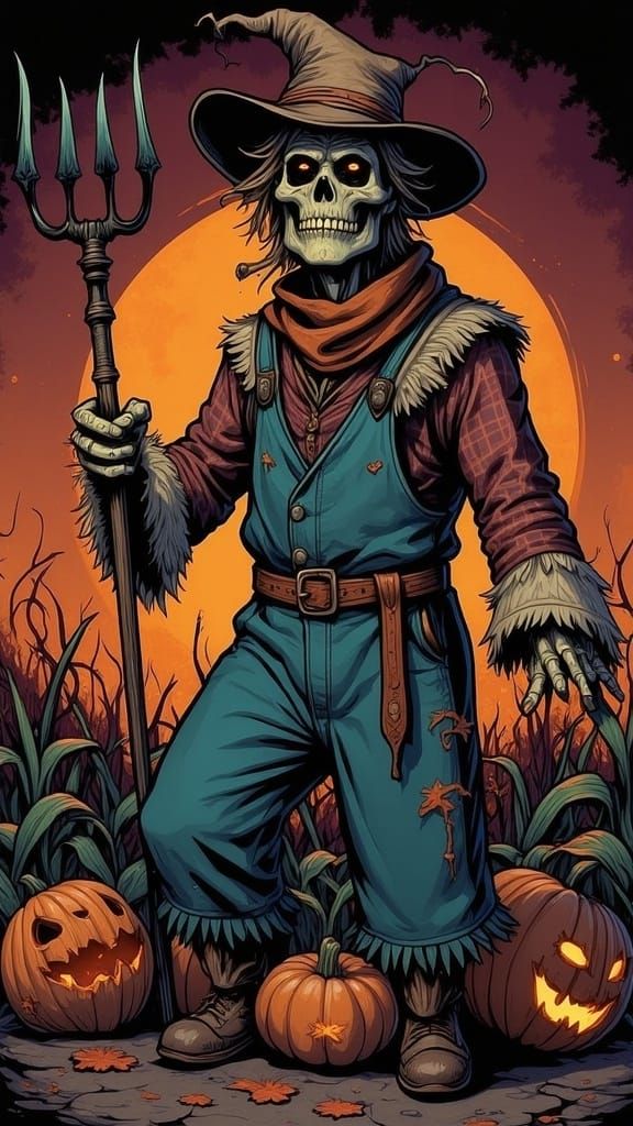Sinister Scarecrow in Vintage Comic Style