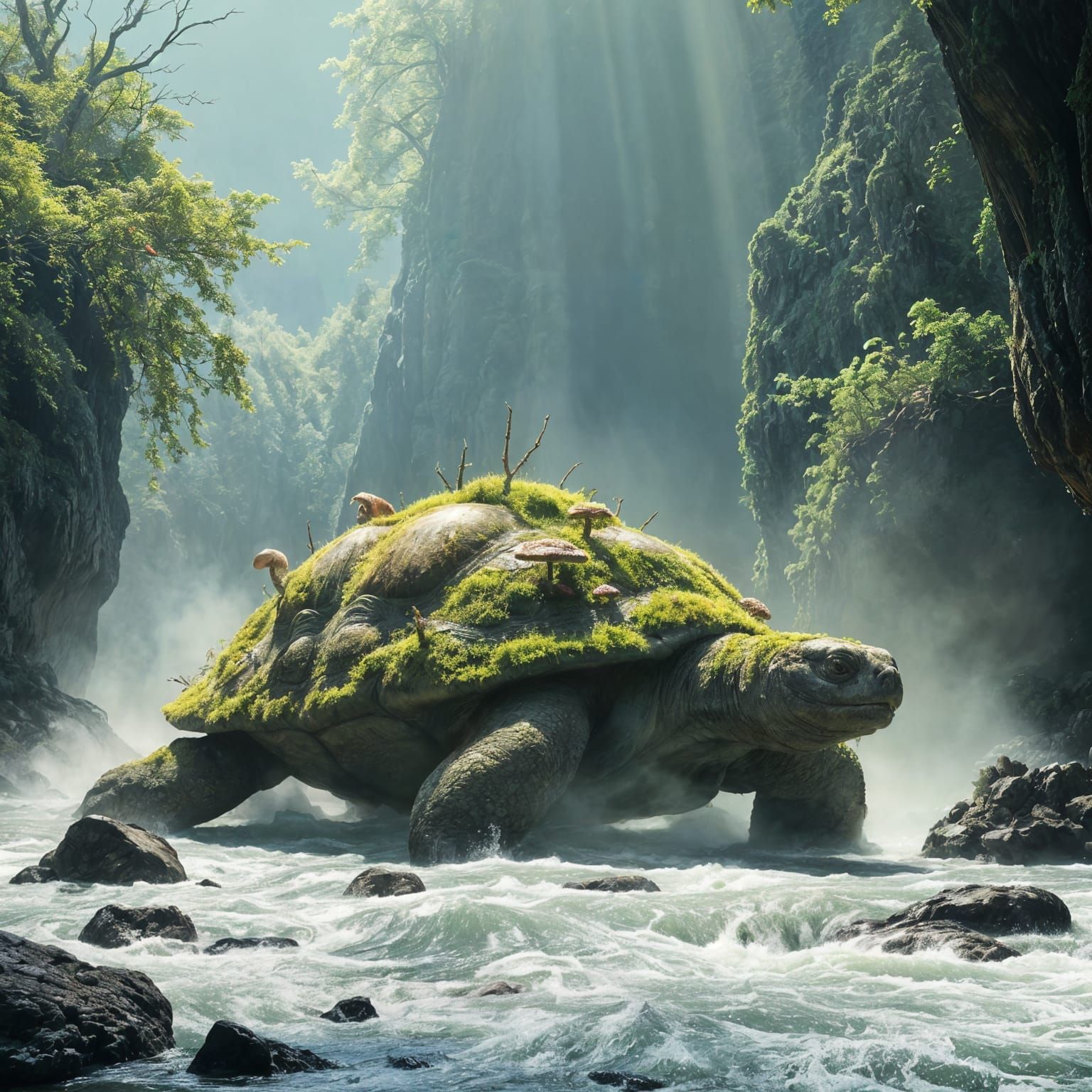 Moss Tortoise Elemental Basking in Sunlight