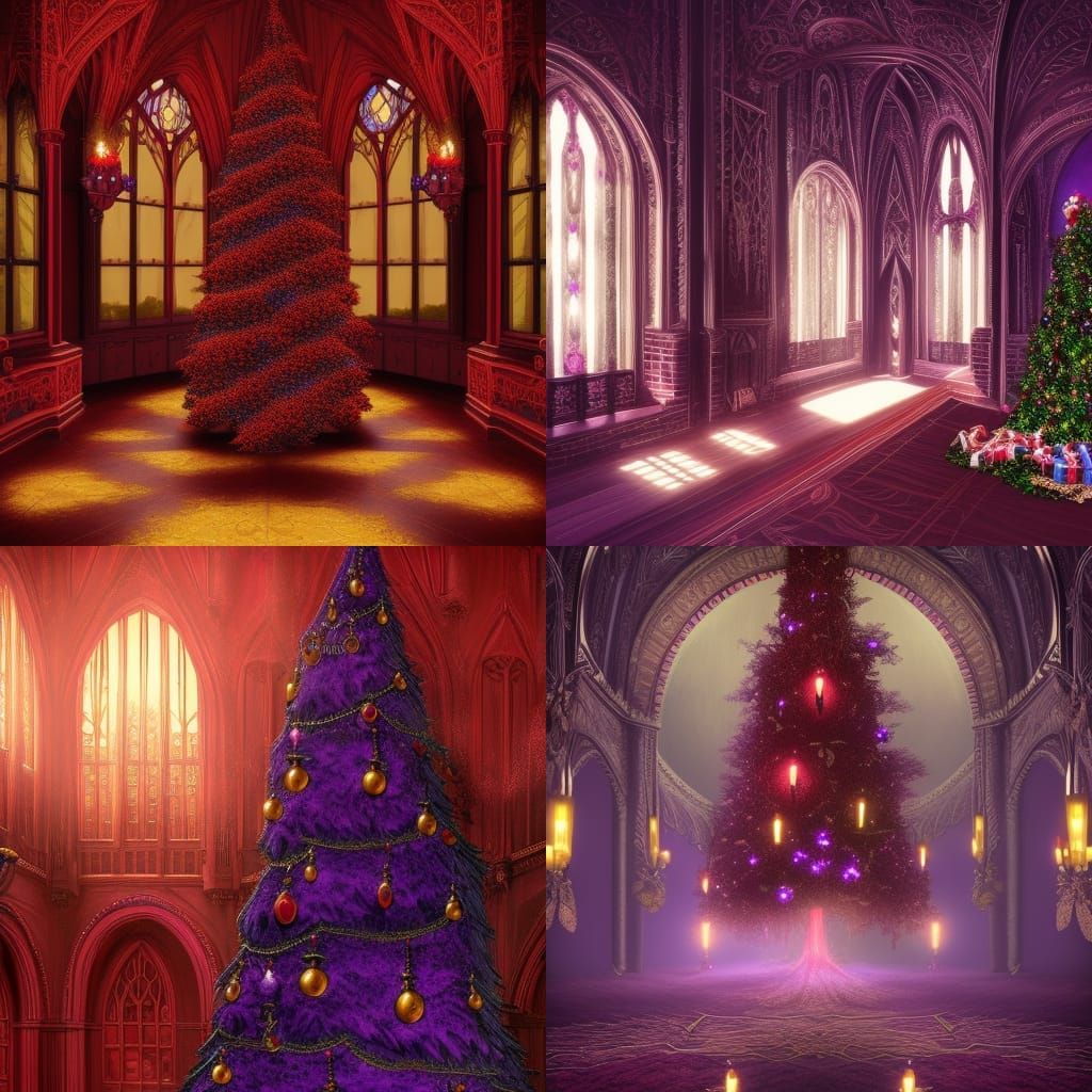 Gothic Victorian Black Christmas Tree Art