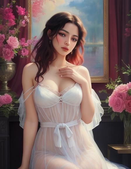 Captivating Woman Portrait with Watercolor Effects