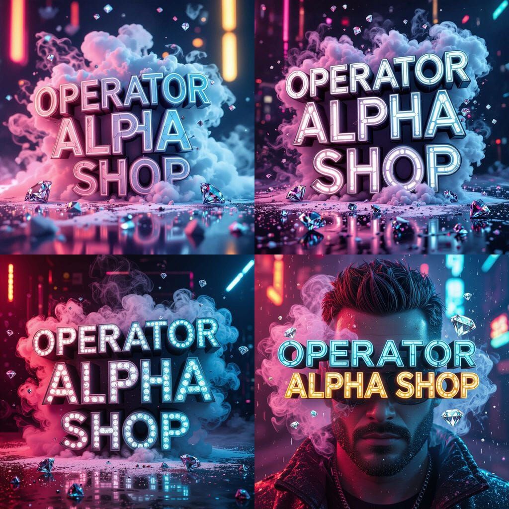 Cyberpunk 3D Letters: Operator Alpha Shop in Neon Glow