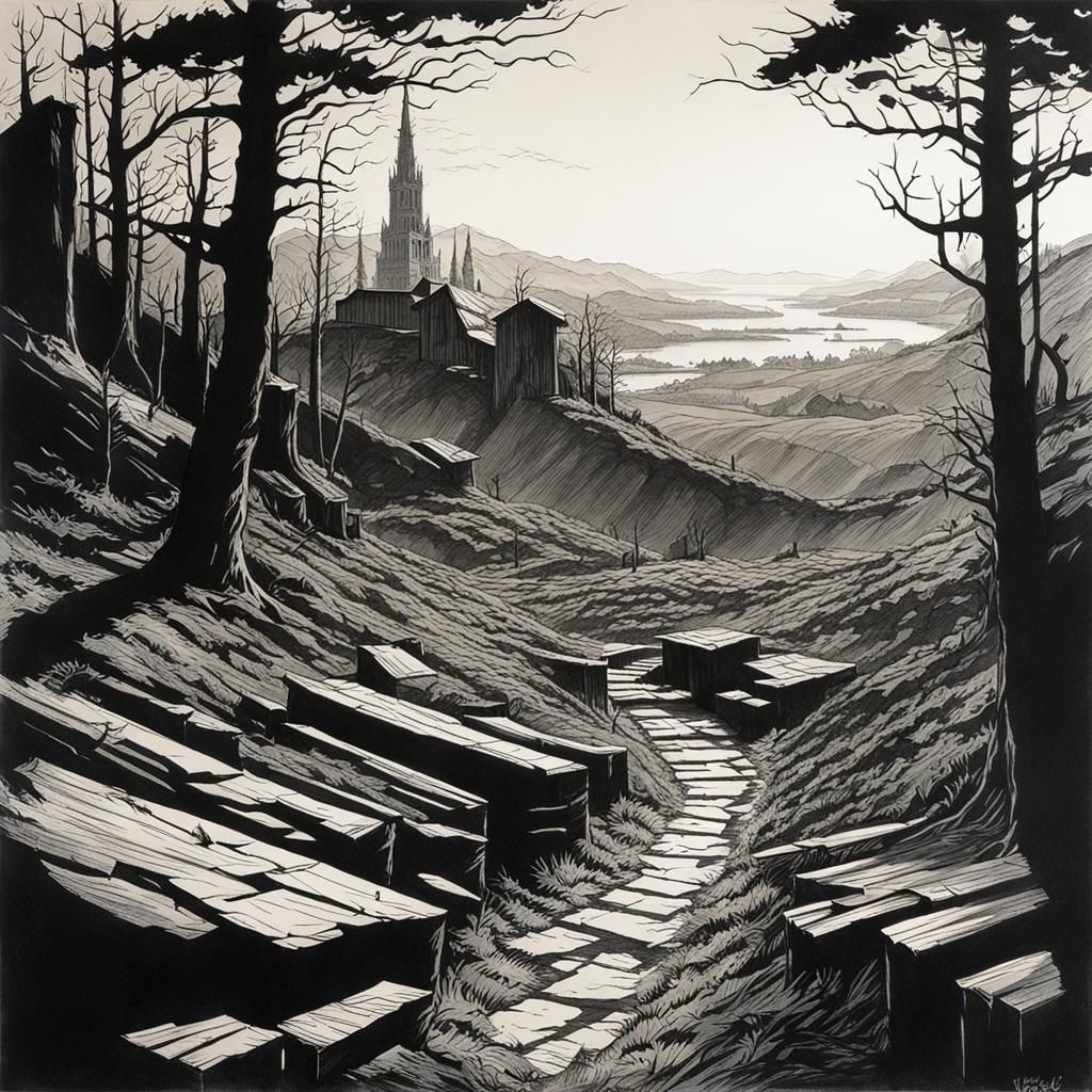 Dramatic Landscape in Shadow Perspective Style