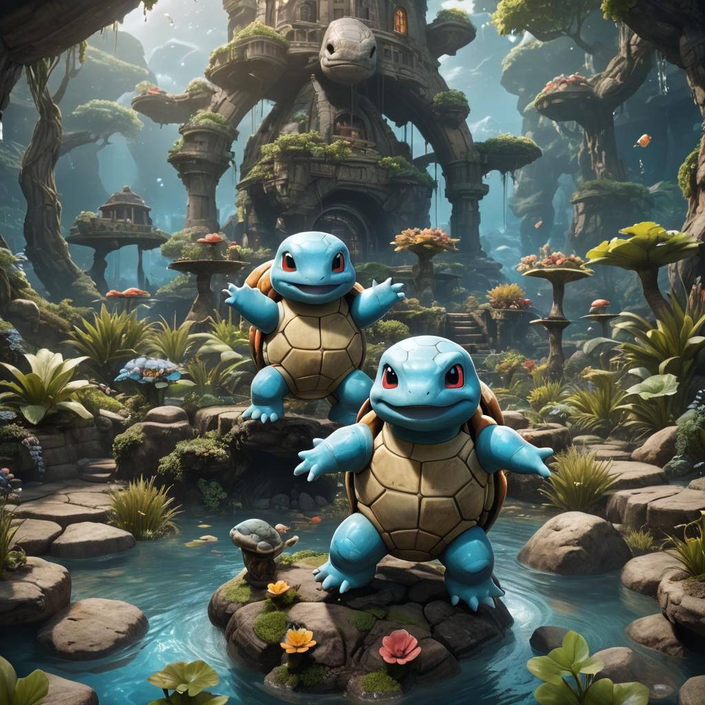 Detailed Squirtle Digital Painting in Deep Color