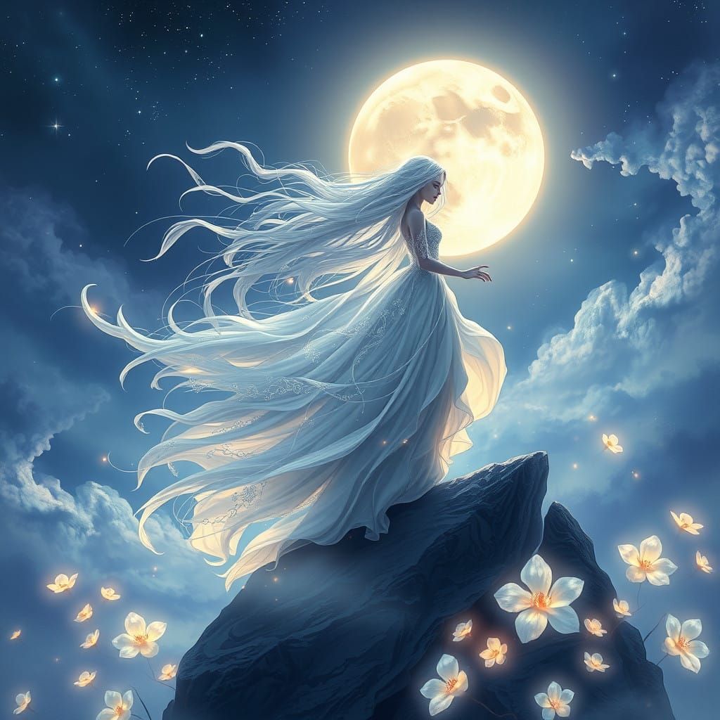 Mystical Moon Goddess Spreads Her Ethereal Glow