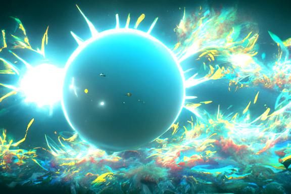 Cyberpunk Cityscape with Giant Sun in Astral Media