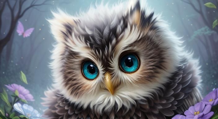 Adorable 3D Owl Kitten Fuzz Monster