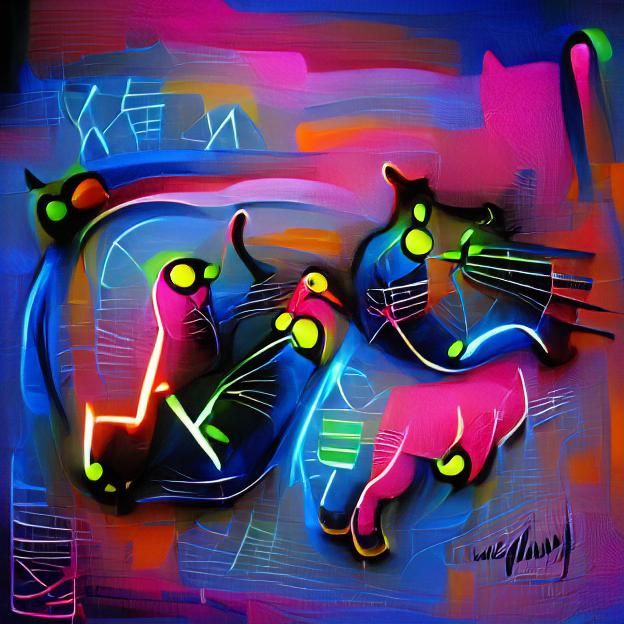 Neon Cats Art