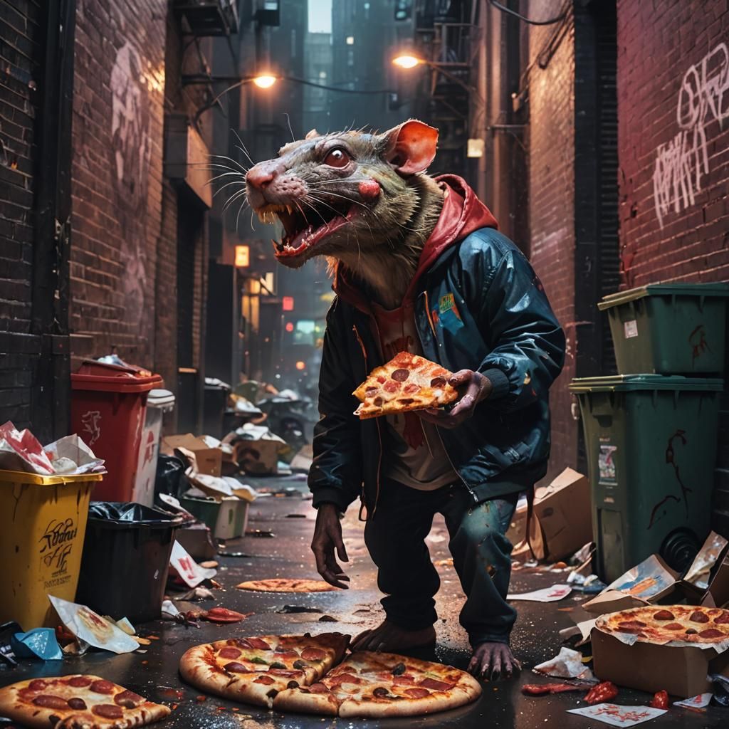 Leonardo in Cyberpunk New York Alleyway