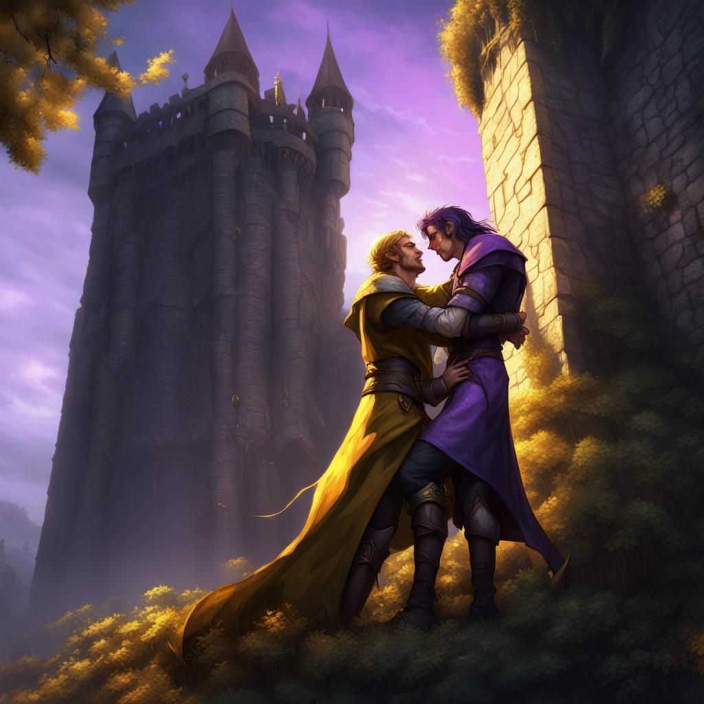 Elf Prince Rescues Peasant in Dark Fantasy Art