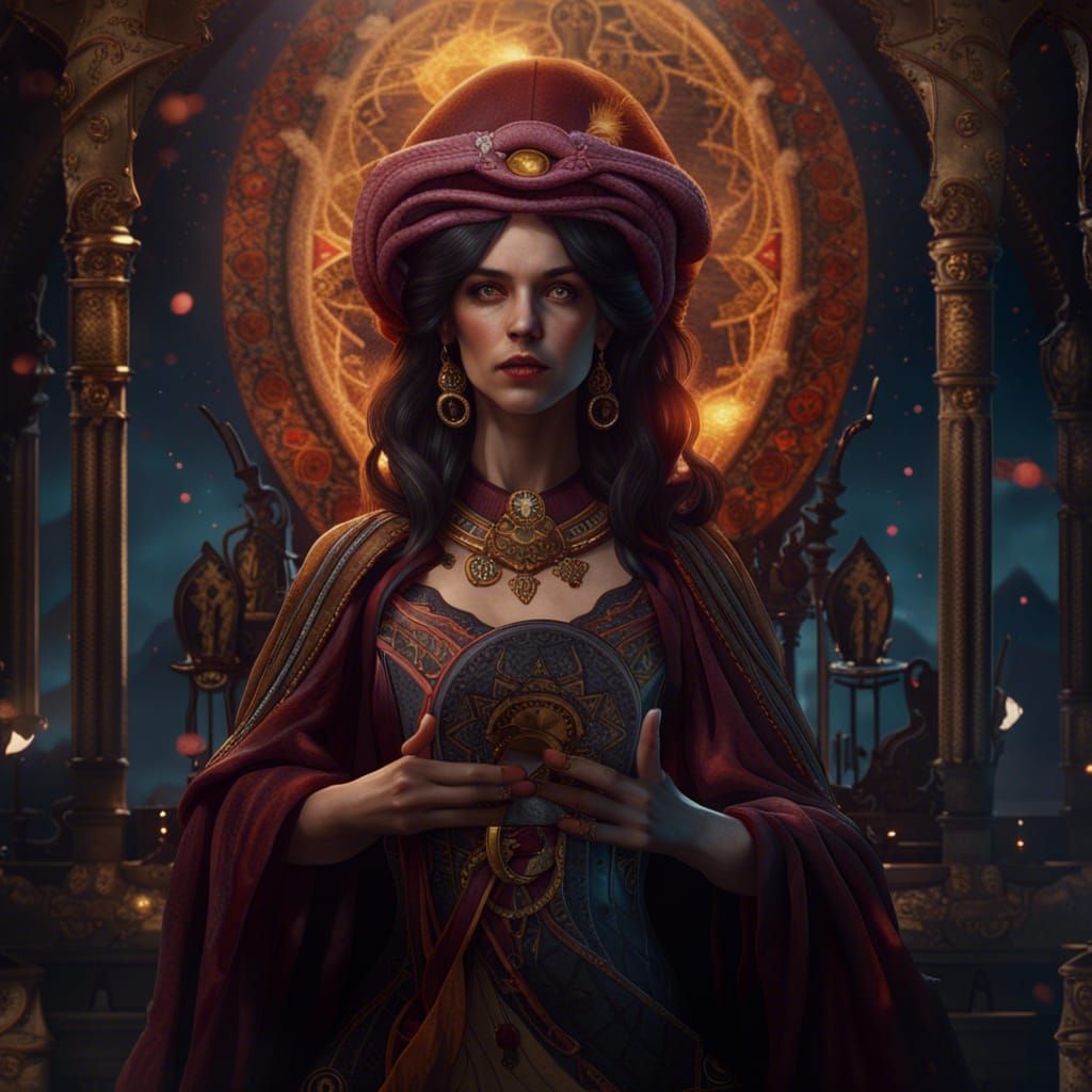 Mystical Tarot Reader in Detailed Matte Painting