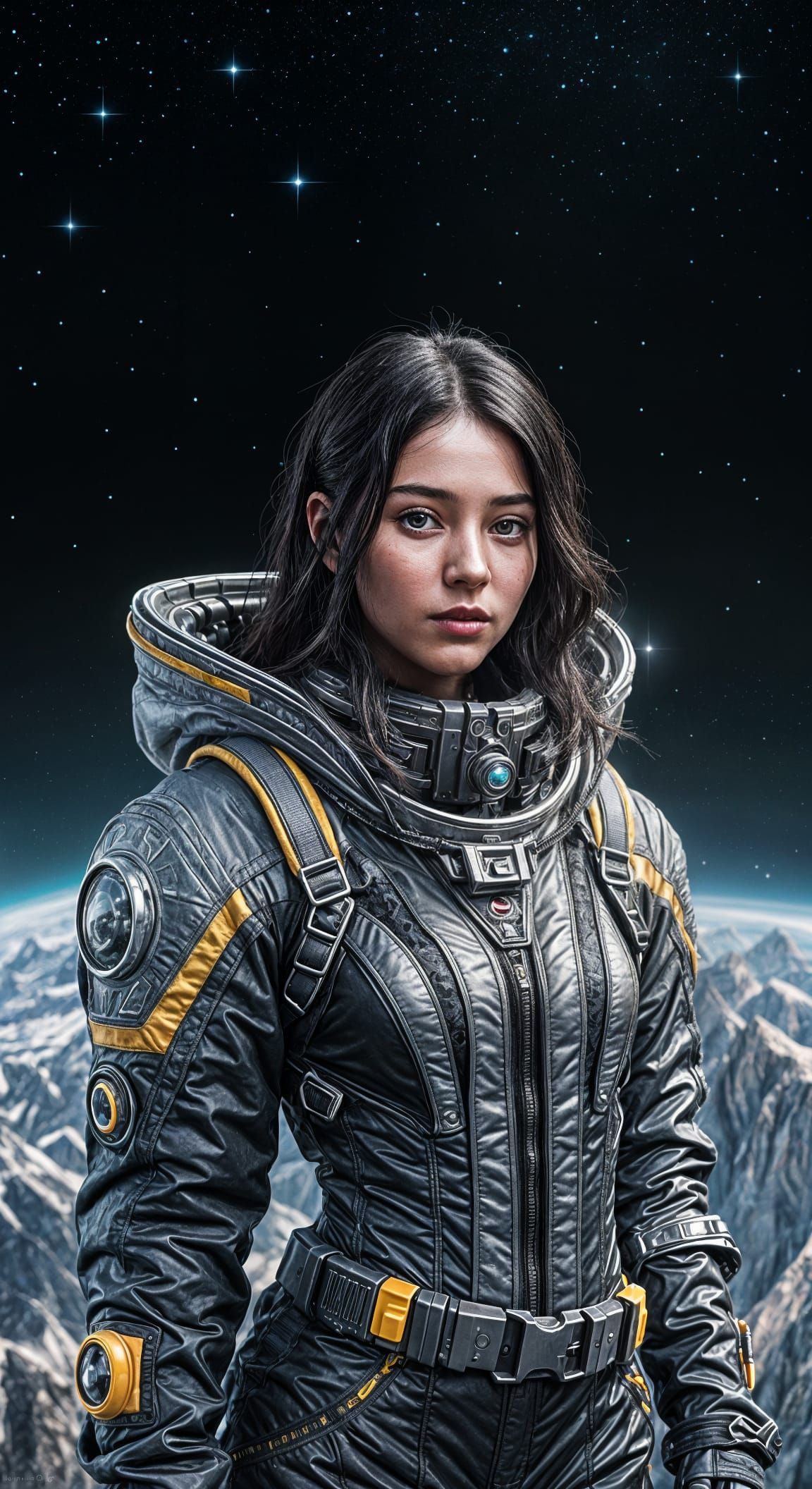 Confident Space Explorer in Vibrant Alien Landscape