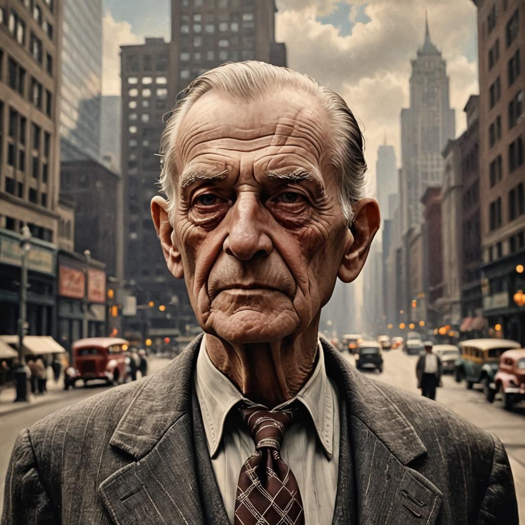 1930s Chicago Man: Realism Portrait in Matte Painting