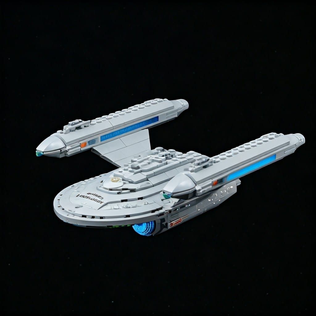 Sleek Silver Starship Voyager in Futuristic Sci-Fi Style