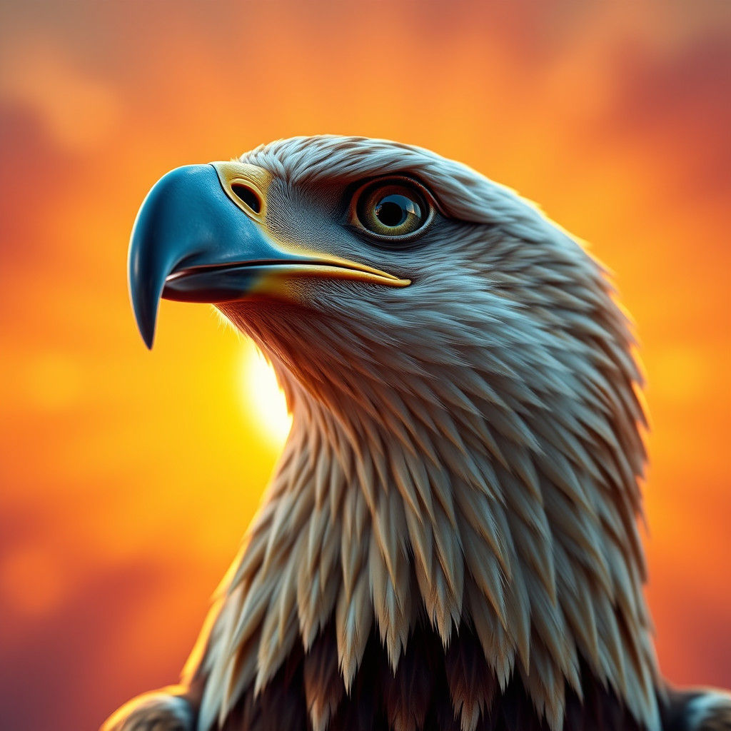 Sunset Eagle Portrait in Pixar Disney 3D Style