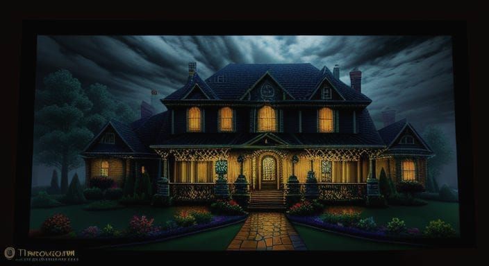 Colorful Mansion with Chiaroscuro Lighting in 3D