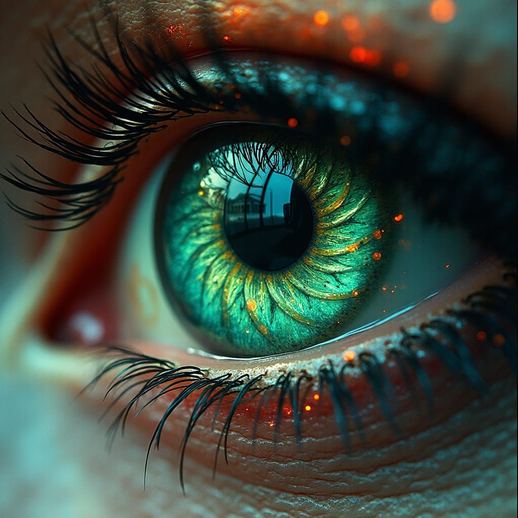 Eye with Swirling Vortex Iris in Neon Duo Chrome