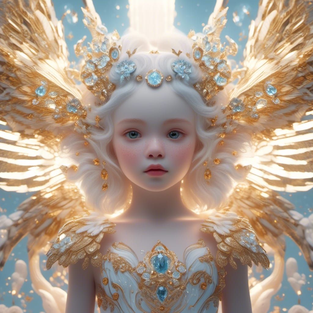 Crystal Owl Chick in Fantasy Night Sky