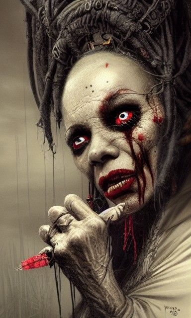 Creepy Voodoo Lady Portrait in Digital Art