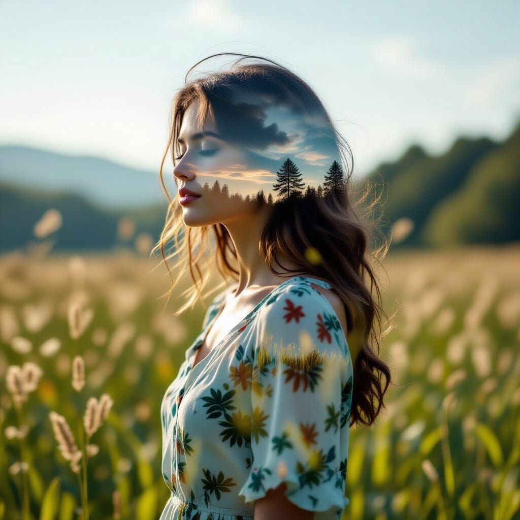 Double Exposure: Woman and Nature Art