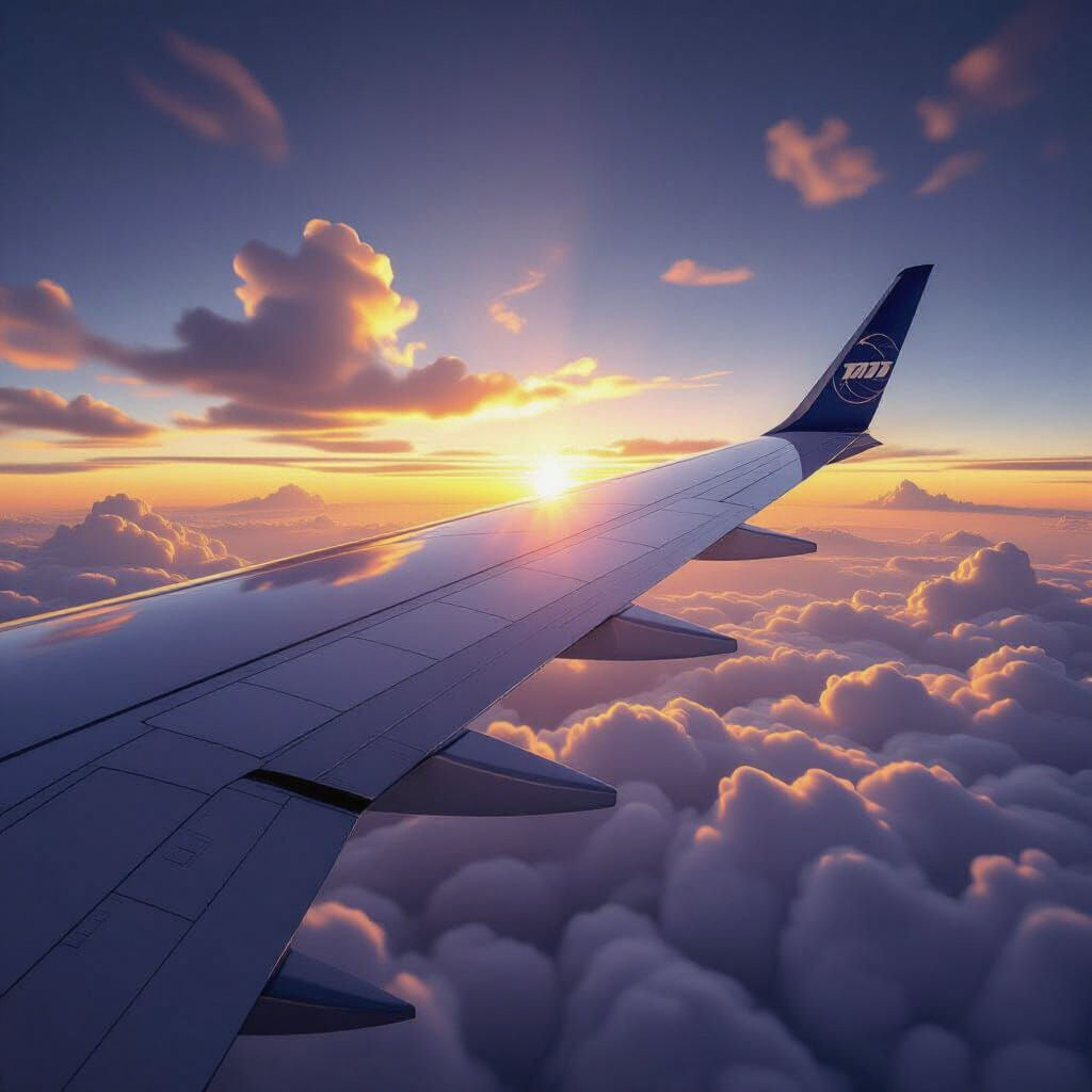 B777-300ER Wing View with Full Flaps