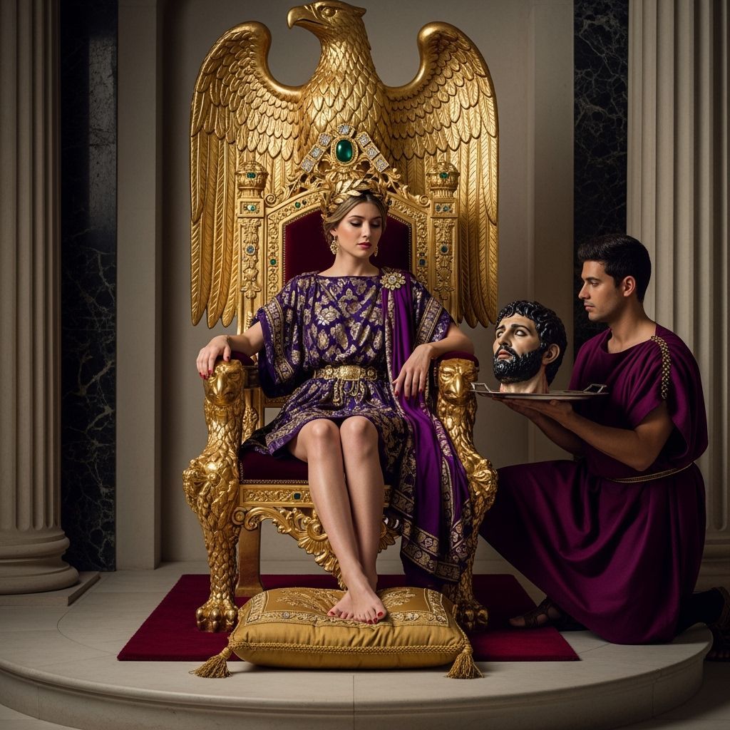 Roman Empress on Gold Throne with Severed Head