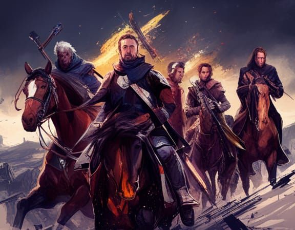 Apocalyptic Horsemen in Dark, Detailed Style