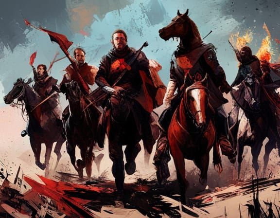 Apocalyptic Horsemen in Dark, Detailed Style