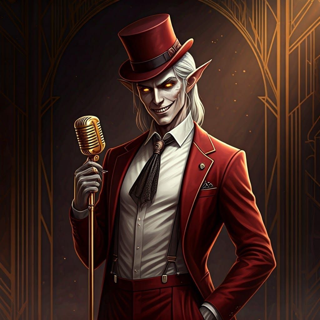 Deco-Punk High Elf with Golden Microphone