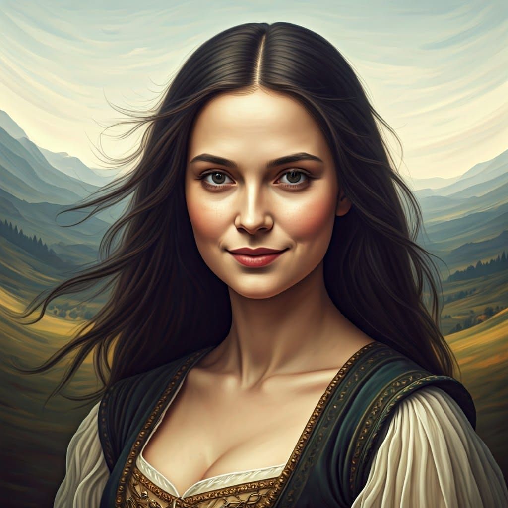 Renaissance Woman with Enigmatic Smile in Sfumato Style