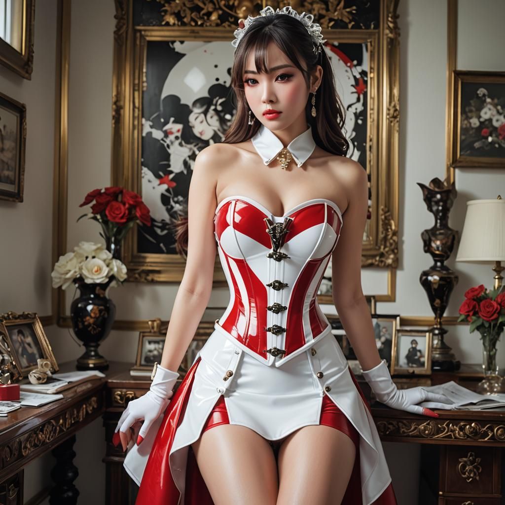 Beautiful Japanese Woman Portrait in Splash Art Style