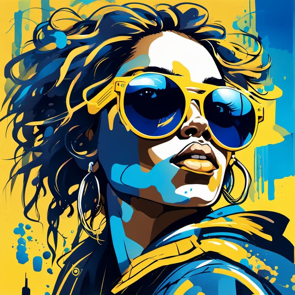 Woman in Sunglasses: Graffiti-Inspired Digital Illustration