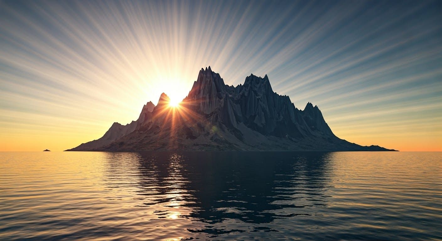 Serene Mountain Sunset in Ultra-HD 3D Render