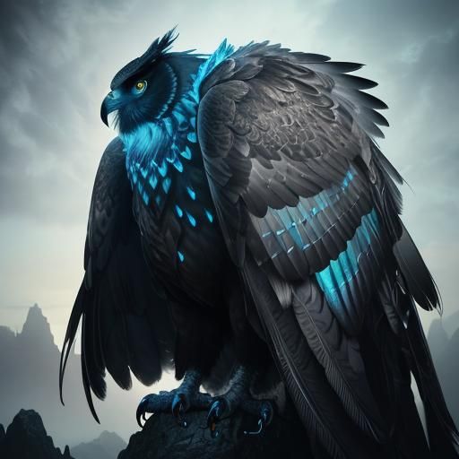 Armored Owl Warrior in Charcoal Sketch Style