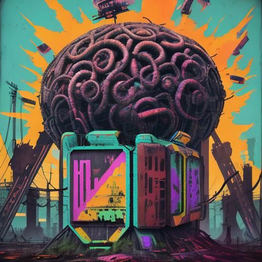 Dystopian Enamel Sign Art: Overlords in Wasteland