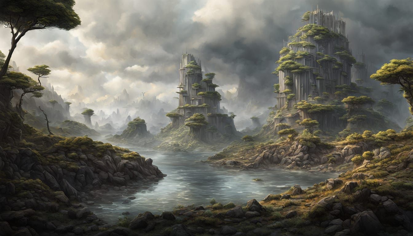 Hyperrealistic Alien Landscape with Floating Islands